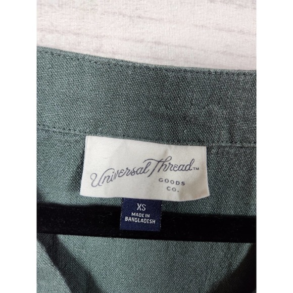 Universal Threads Womens Crop Top Boxy Minimalist Linen Blend V-Neck Green SZ XS - Picture 3 of 6